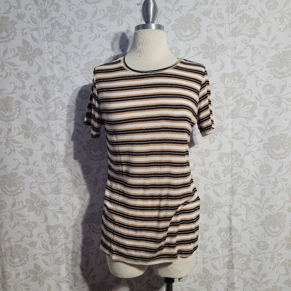 Zara women's striped short sleeve top size  L